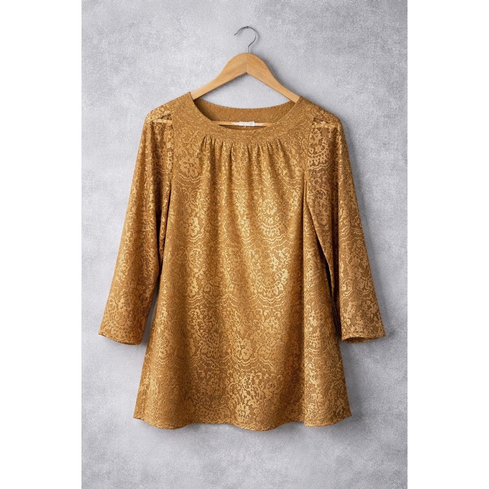 Fossil Shirt Women M‎ Brown Lace Overlay Coquette Granola Girl Going Out Party